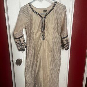 Blue/Cream Embroidered Indian Tunic